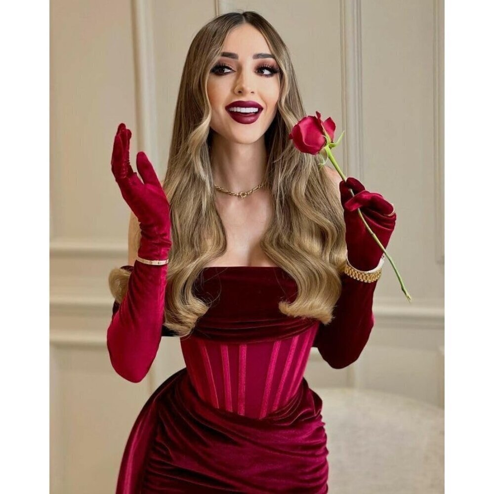 Long Velvet Opera Gloves Stretchy Flapper Elbow Evening Party Accessory - Picture 2 of 7
